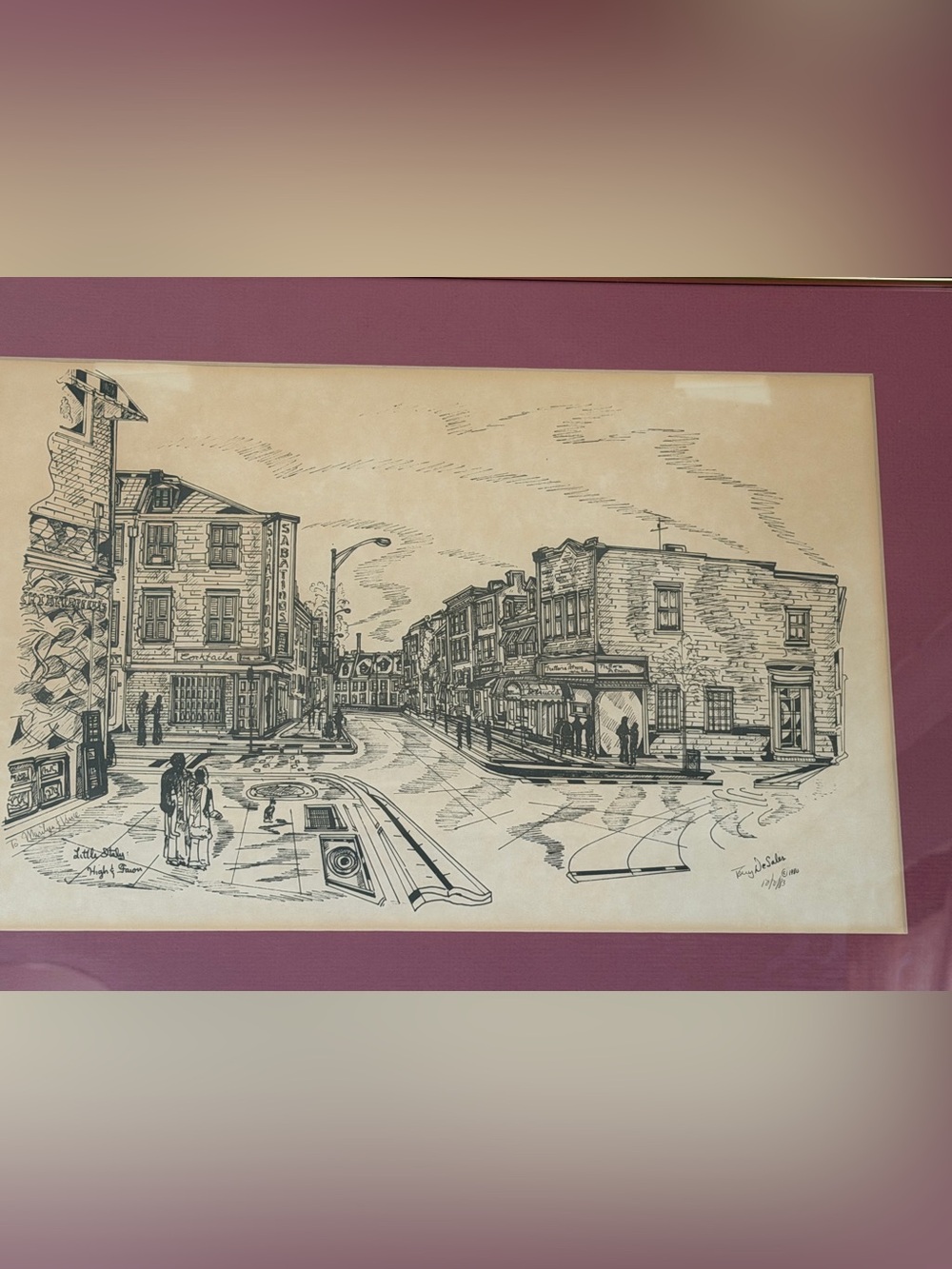 Vintage 1983 Tony DeSales Baltimore Little Italy High Fawn Art Print